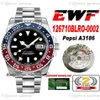 EWF GMT Pepsi 12671 A3186 Relógio Automático Masculino Vermelho Azul Cerâmica Moldura Preta Dial 904L Aço OysterSteel Pulseira Super Edition Pu2373