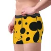 Boxer à pois noirs sur fond jaune pour homme, sous-vêtement très respirant, de haute qualité, idée cadeau