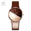 SK luksusowe zegarki skórzane kobiety kreatywne mody kwarcowe zegarki dla reloj Mujer na nadgarstek zegarek Shengke Relogio feminino 210325316t