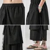 Men's Pants 2023 Men Solid Color Irregular Mens Elastic Waist Loose Hanfu Skirt Trousers Male Streetwear Harajuku Wide Leg