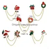 Broches Broches Cadeau de Noël créatif Hommes et femmes Broche Boucle ardillon Simple Vent Carillon Gland Badge Mignon Père Noël Bonhomme de neige Pendentif Drop D Dhkdx