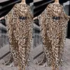Leopard Maxi Dress Loose Split Holiday Bikini Wrap Star Print Round Neck Long Sleeve Beach Tunics Fashion3115