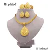 Boucles d'oreilles Collier Couleur Or 24K Ensembles de bijoux pour femmes Cadeaux de mariée africaine Fête Gouttes d'eau Pendentif Bague Bracelet Ensemble Drop Livraison Dhoxd