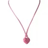 Pendanthalsband Färgglada hjärtformade halsband Akryl Peach Wax Thread Neckchain Jewelry F19D