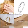 Rings Korean Fashion Simple Sier Color Cross Opening For Women Trendy Adjustable Jewelry Party Accessories Drop Delivery Ring Dh3Ov