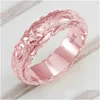 Anneaux Mode Rose Gold Sier Couleur Bague Femelle Vintage Sculpture Fleur Pour Femmes Bijoux De Luxe De Mariée Fiançailles Drop Livraison Dharc