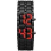 Moda masculina relógio masculino relógios de pulso digital de metal completo vermelho led samurai para homem menino esporte relógios simples relogio masculino13057