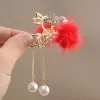 Nuova palla per capelli fermaglio per capelli coniglio peluche per bambini ragazza coda di cavallo forcine coniglietto animale perla accessori per capelli barrette di cristallo