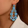 Boucles d'oreilles pendantes Minar personnalité évider Grimace goutte pour les femmes Spray métallique géométrique Long pendentif boucle d'oreille bijoux de fête