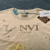 Mäns T-shirts T-shirts T-skjortor Trendiga Lanvins X Gallerier Löst och kvinnors beige fläckiga broderier Korta ärmar FA218O