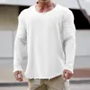 Erkekler Tişörtleri 2023 Sonbahar Uzun Kollu Yuvarlak Boyun Savaşı Hasarlı Sıradan Gevşek Kazak Moda Giysileri