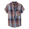 Camisas masculinas verão moda lapela multi bolso cor manga curta camisa superior blusa oversized casual beachwear praia negócios