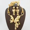 Halsbandörhängen Set Dubai Gold Color Jewelrt för kvinnors uttalande vargdesign och med armbandsringförlovningsgåvor
