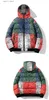 Parkas pour hommes 2023 Veste d'hiver Hommes Bandana Imprimer Patchwork Coton Rembourré Manteau Épais Chaud À Capuche Varsity College University Vêtements D'extérieur Nouveau T231005