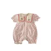 ROMPERS I SOMMER PULD SLEEVE DOT EBRODERY Flower Ruffles Outfits Spädbarn Barn Baby Girls Jumpsuits Född bomull Romper 231005