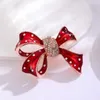 Broches Bowknot pour femmes hommes émail rouge strass noeud fête décontracté broche broche cadeaux