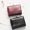 Wallets Wallet Women PU Leather Female Short Vintage Tri-fold Student Simple Multi-card Crocodile Pattern Coin Money Bag Purse