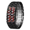 Moda masculina relógio masculino relógios de pulso digital de metal completo vermelho led samurai para homem menino esporte simples relógios relogio masculino1309w