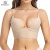 Cintura barriga shaper bodysuit shapewear profundo decote em v corpo shaper sem costas u mergulho tanga shapers cintura trainer mulheres cinta clara acolchoado push up espartilho 231005