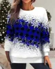 Damessweaters Grote maten Kerstmis Casual sweatshirt Kleurblok Sneeuwvlok en geruite print Lange mouwen Ronde hals Micro-stretch Pullover 231005