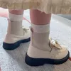 Stivali Calzini per bambini Principessa Ragazze Nodo a farfalla Perline Pelle verniciata Moda Autunno Piattaforma Gomma Scarpe primaverili per bambini