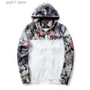 Herenjassen Herenmode Bloemenprint Zip-up Hoodies Patchwork Capuchon Jas Heren Slim Fit Bomberjacks Hiphop Uitloper voor koppels T231005