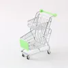 Double Layers Mini Shopping Cart Hand Trolleys Pretend Play Simulation Toys Supermarket Handcart Kids Room Utility Desktop Storage Basket Home Decoration 2772