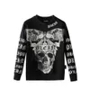 Jesień i zima nowa moda p gęsta z kapturem Hip Hip Hip Hop luźne cechy osobowości Skull Jumper Rhinestone luksusowy bluza męska