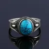 Anneaux de mariage en argent Sterling 925, Turquoise naturelle, fiançailles pour femmes et hommes, bijoux fins Vintage, bague de fête, cadeau 231005