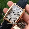 Alta qualidade longa ilha clássica 1200 sc whtie dial relógio masculino automático rosa caso de ouro pulseira de couro barato novos relógios243c