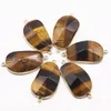 ペンダントネックレス天然石混合不規則な色コネクタスライスネックレスゴールドメッキエッジレイキチャームディエジュエリー卸売5pcs