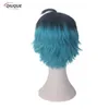 Parrucche Cosplay Luka Couffaine Parrucca Cosplay Corta Nera Blu Capelli sintetici resistenti al calore Parrucche Cosplay Anime Protezione per parrucca 231005