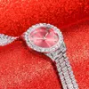 Wristwatches European And American Style Fashion Iced Out Micro Pave Cubic Zirconia Watches Hip Hop Jewelry Stainless Steel For Gi224S