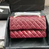 Klassisk flikkedjor Caviar lambskin crossbody väskor märke axelväska mode kvinnors handväska koppling originsl läder tillverkning med originsl presentförpackning seriell kod