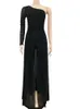 Jumpsuits voor dames Rompertjes Bonnie Forest Blauw Vierkante gesp Lange overlay jumpsuit Enkele schouder Drapering Details Overalls Feestoutfits Sexy ClubwearL231005