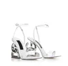 KEIRA Pop Sandal High-Ankle Strap shoes Women's sandals patent leather Gold-plated heel black white nude wedge sandalies summer designer