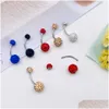 Nombril Bell Bouton Anneaux 1Pc Cristal Acier Ventre Piercings Nombril Piercing Sexy Oreille Boucle D'oreille Bijoux De Corps Anneau Rond Drop Livraison Dhegn