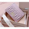 Money Clips Korean Sheepskin Pleated Miu Bag Mini Ultra Thin Girl Sweet Pink Genuine Leather Miao Family Wallet Card Case for Women