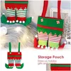 Décorations de Noël Pantalon Elf Sac cadeau de bonbons avec jupe verte et stock rayé petit à enfant pour la fête Su Drop Livraison Home Garde OT874