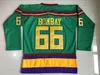 Herren Retro Hockey 96 Charlie Conway Jersey Movie Green 1993 Vintage Classic 21 Dean Portman 44 Fulton Reed 33 Greg Goldberg 66 Gordon Bombay 99 Adam Banks Stickerei