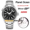 42mm Diver 600M A8900 Automatic Mens Watch 007 Ceramic Bezel Black Texture Dial Stainless Steel Bracelet Watches 232 30 42 21 01 0242G