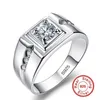 Klassisk 100% 925 Sterling Silver 6mm 1CT CZ Förlovningsringar för älskarens män Bröllopsringar Simulerade Platinum Diamond Size 7-309W