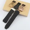 Watch Bands Black 29 19mm Convex Mouth Rubber Watchband For HUBLO T Big Ban G Stainless Steel Deployment Clasp Strap3085276w
