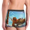 Calzoncillos Hombres Calzoncillos Boxer Pantalones Cortos Bragas Grizzy Y Los Lemmings Ropa Interior Transpirable De Dibujos Animados Oso Dormir Moda Masculina Calzoncillos De Talla Grande