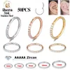 Burun Halkaları Saplamalar 50pcs Paslanmaz Çelik Zirkon CZ Menteşeli Segment Burun Septum Tıklama Yuvarlak Küpeler Çemberler Kulak Tragus Sarmal Mücevher 231005