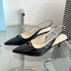 Triangle chaton talon sandale femmes mode classique bouts pointus slingbacks talons aiguilles sandales mules pums chaussures habillées de luxe chaussures de bureau avec boîte