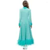 Robes décontractées Turquoise Tulle Col montant Manches longues Longueur cheville pour femmes 2023