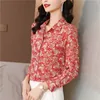 Borboleta impressa camisa de cetim de seda feminina designer manga longa outono inverno fino blusas elegantes 2023 senhoras do escritório vintage lapela clássico botão camisas pista topos