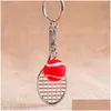 Keychains Lanyards Tennis Racket Keychain Cute Sport Mini 6 Color Pendant Car Keyring Sports Key Chain Who Love Gifts For Teenager D Dhpio