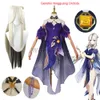 Jeu Genshin Ningguang Cosplay Costume Ning Guang Cosplay perruque Genshin Impact orchidée robe de soirée robe